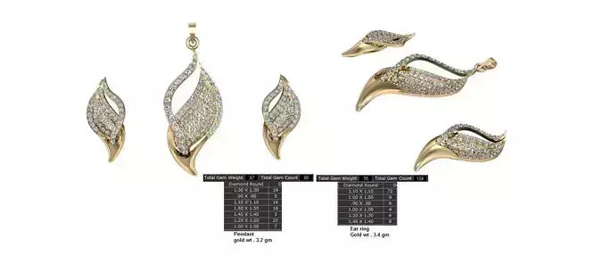 Women Earrings Pendants STL OBJ FBX Details