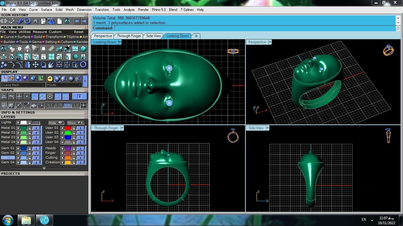 Face ring 3D print model_6