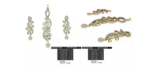 Women Earrings Pendants STL OBJ FBX Details 3D print model