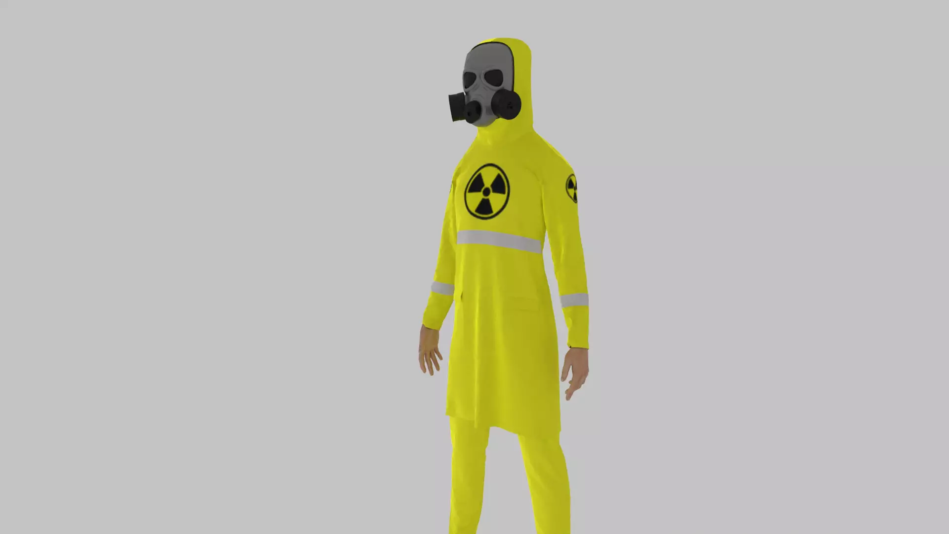 Radioactive Hazmat Suit Costume Man Low-poly 3D model_0