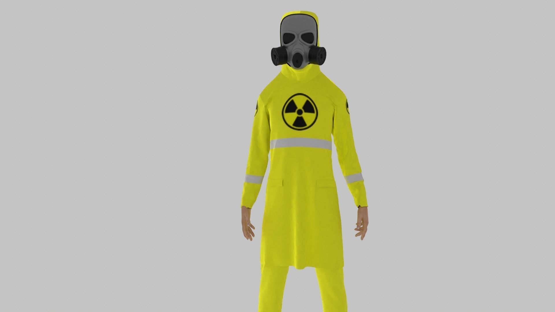 Radioactive Hazmat Suit Costume Man Low-poly 3D model_3