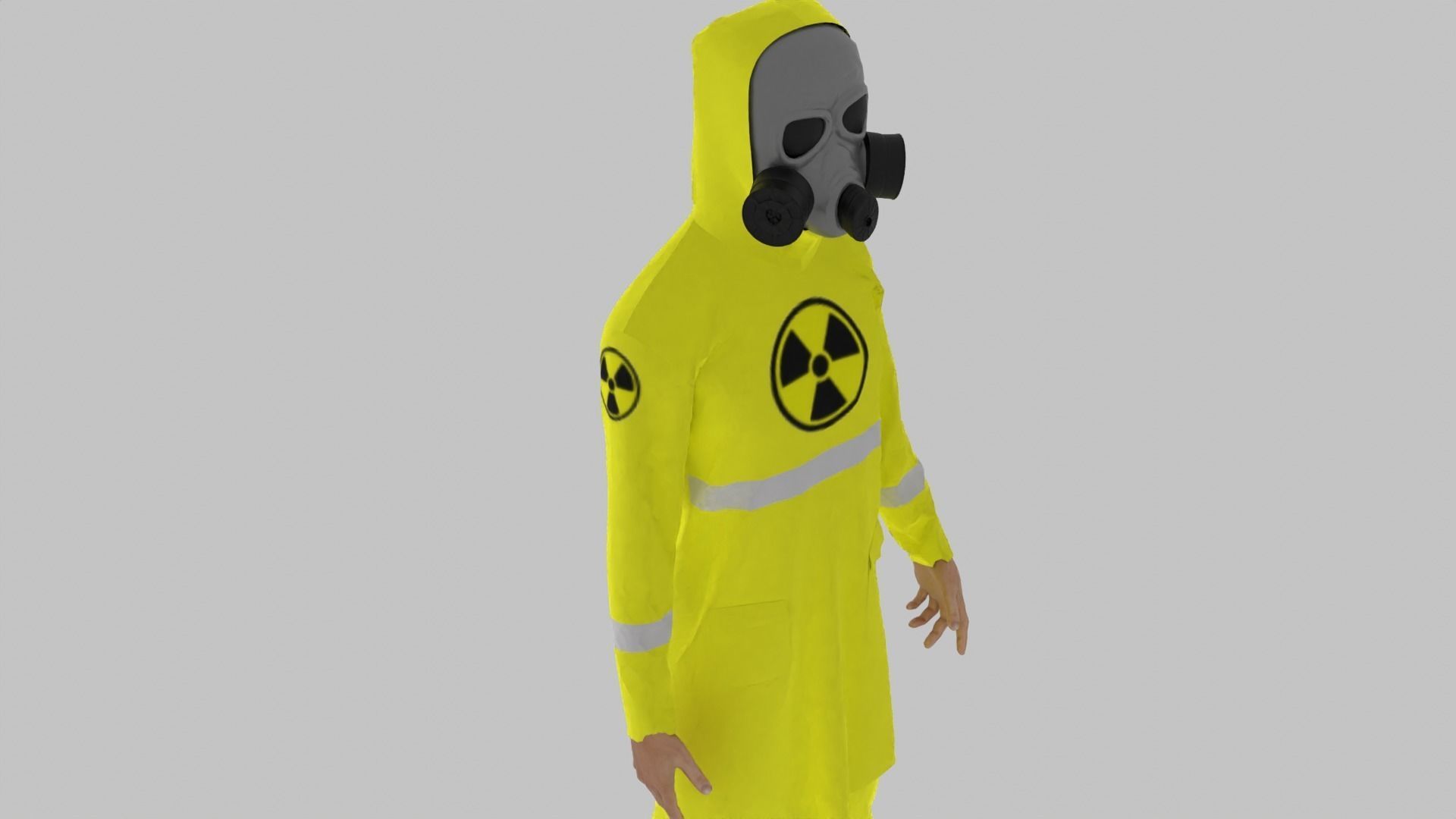 Radioactive Hazmat Suit Costume Man Low-poly 3D model_5