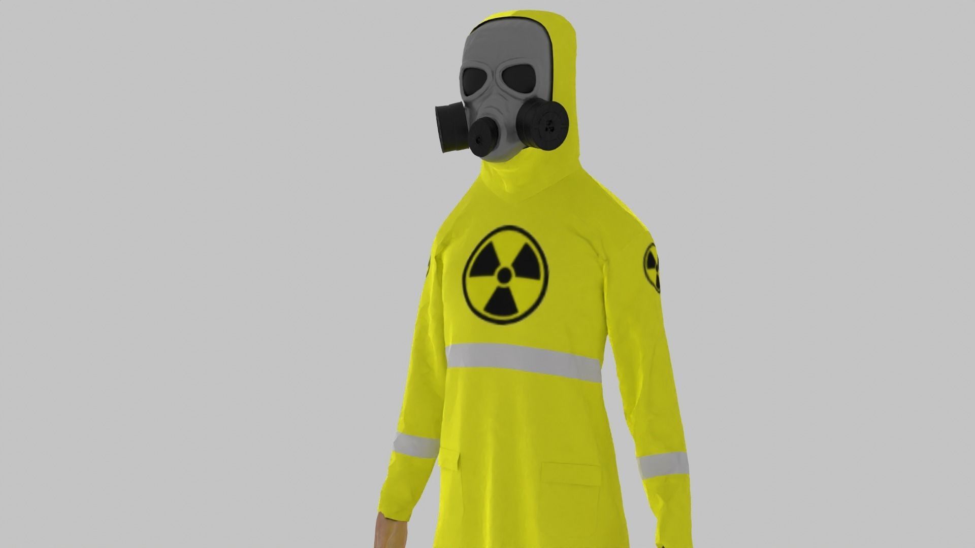 Radioactive Hazmat Suit Costume Man Low-poly 3D model_2