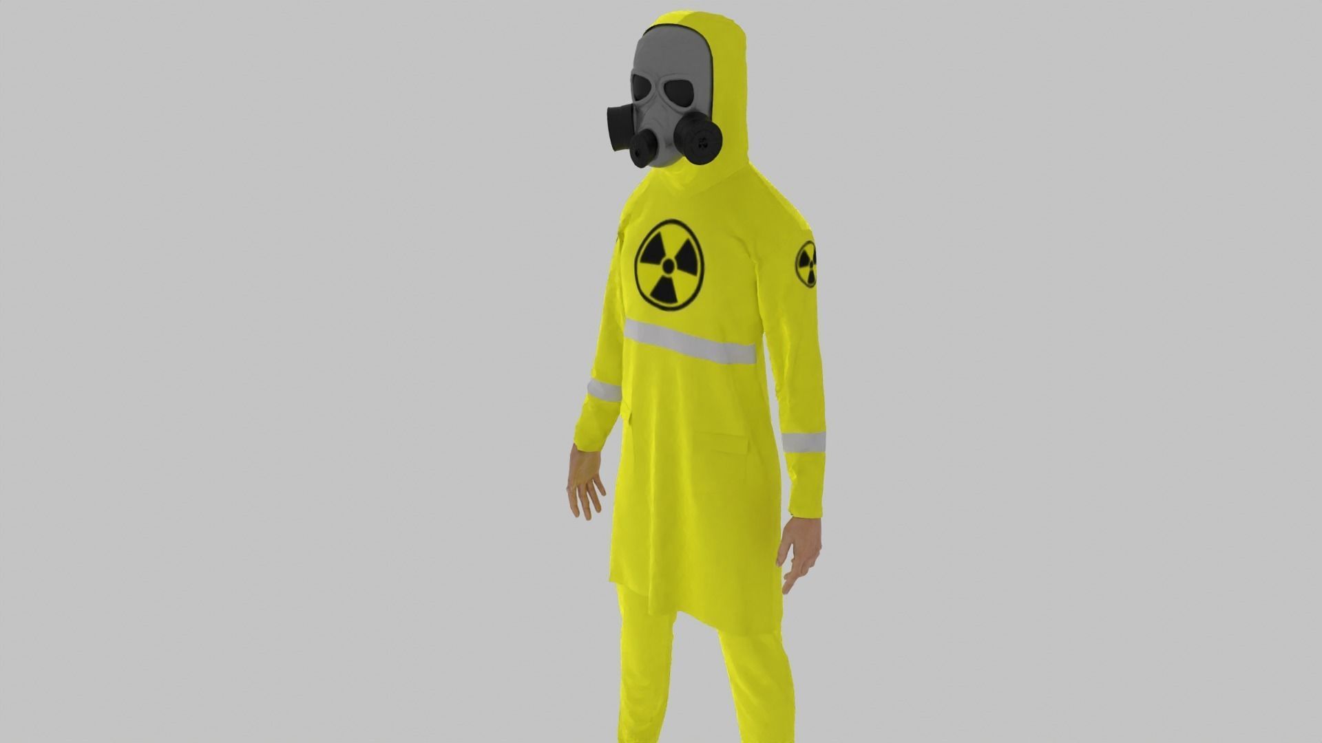 Radioactive Hazmat Suit Costume Man Low-poly 3D model_4