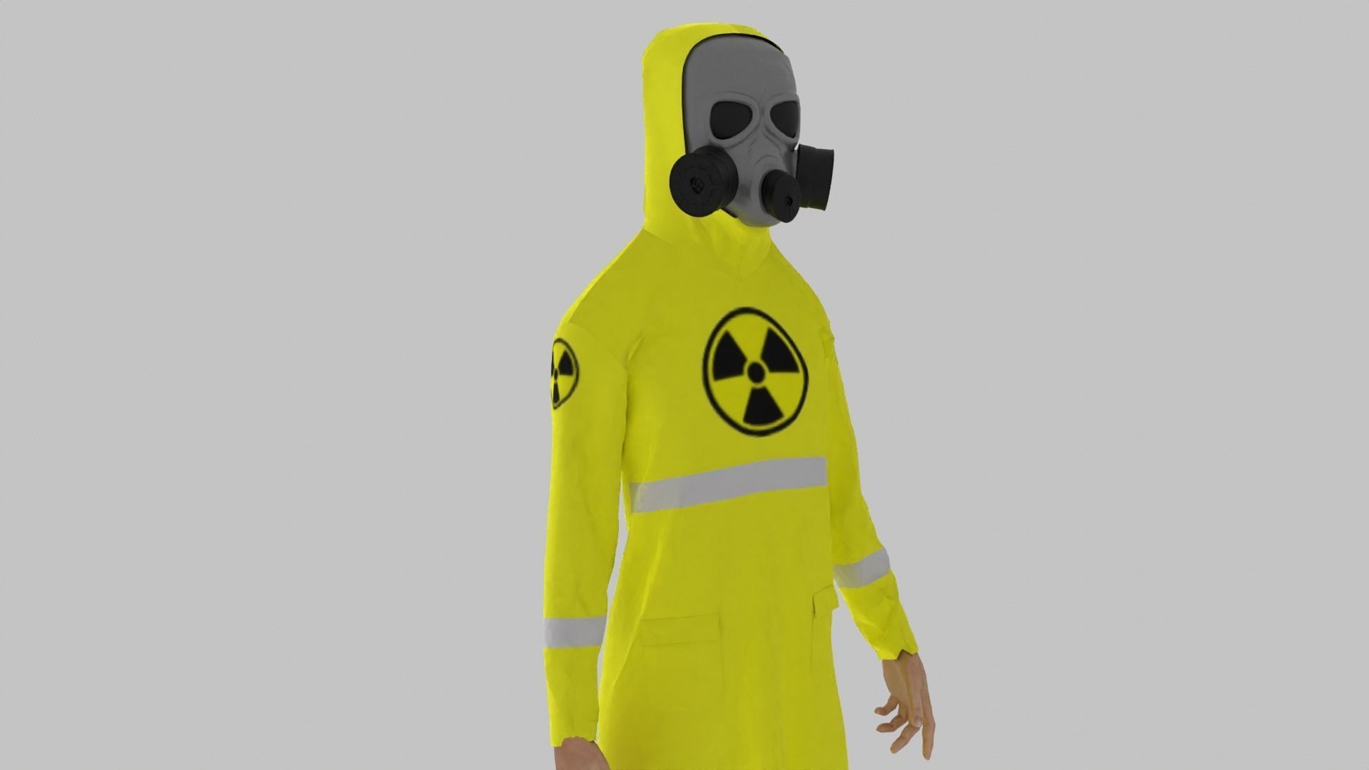 Radioactive Hazmat Suit Costume Man Low-poly 3D model_6