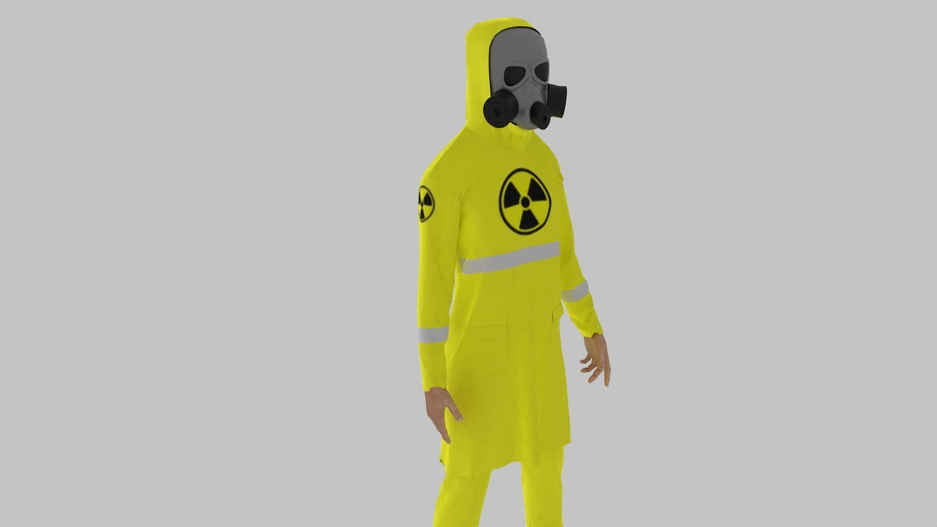Radioactive Hazmat Suit Costume Man Low-poly 3D model_1