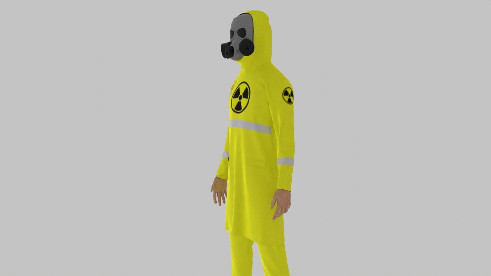 Radioactive Hazmat Suit Costume Man Low-poly 3D model_7