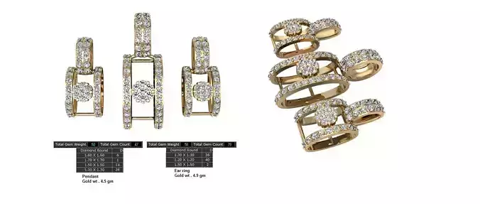 Women Earrings Pendants STL OBJ FBX Details 3D print model