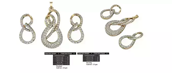 Women Earrings Pendants STL OBJ FBX Details 3D print model