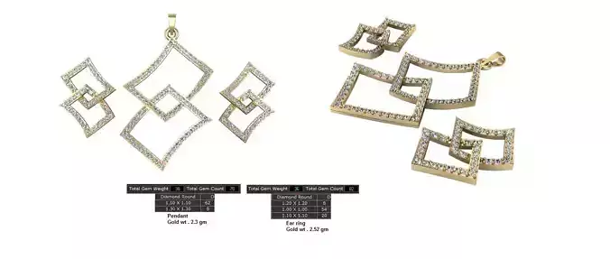 Women Earrings Pendants STL OBJ FBX Details 3D print model