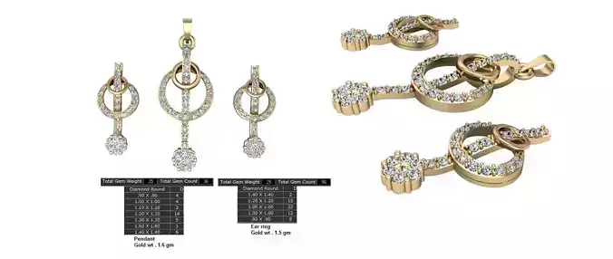 Women Earrings Pendants STL OBJ FBX Detailsa