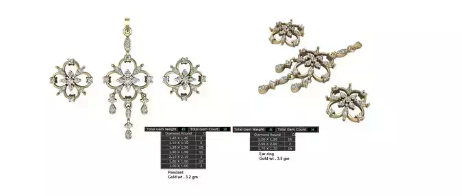 Women Earrings Pendants STL OBJ FBX Details 3D print model