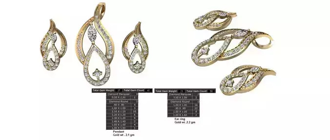 Women Earrings Pendants STL OBJ FBX Details 3D print model