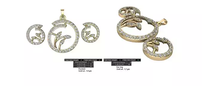 Women Earrings Pendants STL OBJ FBX Details 3D print model