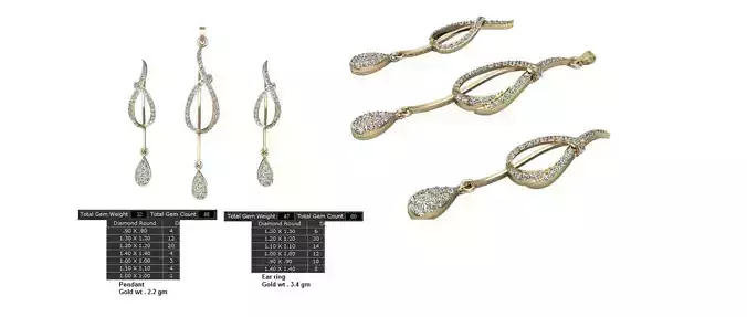 Women Earrings Pendants STL OBJ FBX Details 3D print model