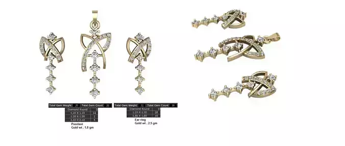 Women Earrings Pendants STL OBJ FBX Details 3D print model