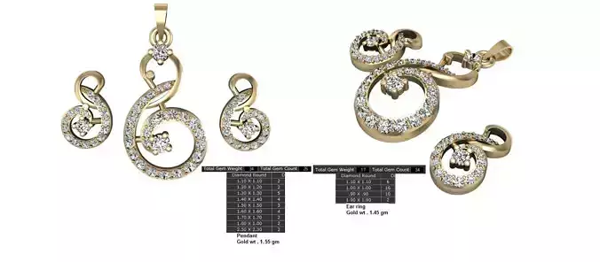 Women Earrings Pendants STL OBJ FBX Details 3D print model