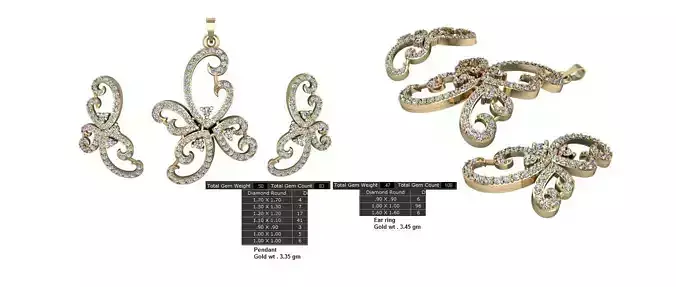 Women Earrings Pendants STL OBJ FBX Details 3D print model