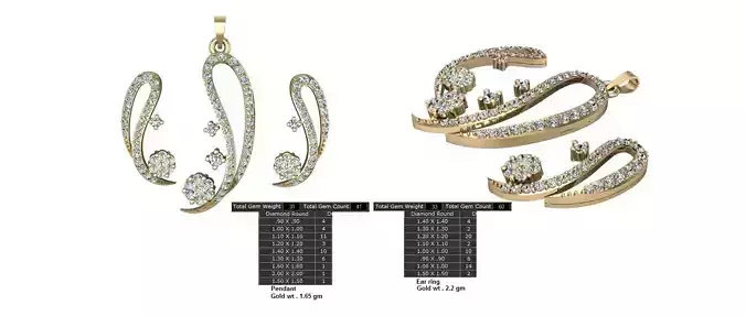 Women Earrings Pendants STL OBJ FBX Details 3D print model