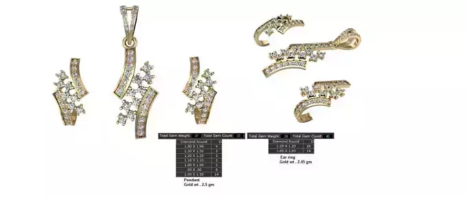 Women Earrings Pendants STL OBJ FBX Details 3D print model