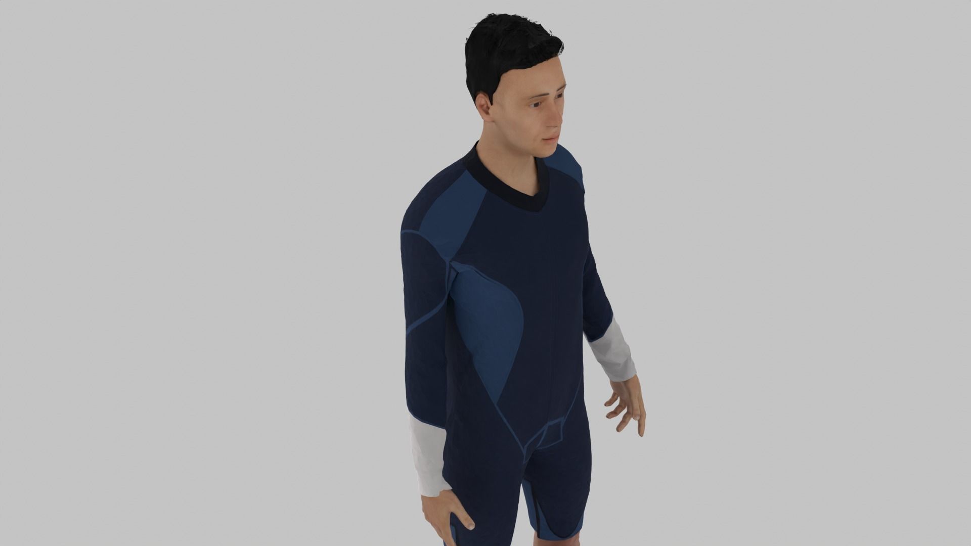 Surfer man in wetsuit on surfboard Low-poly 3D model_5