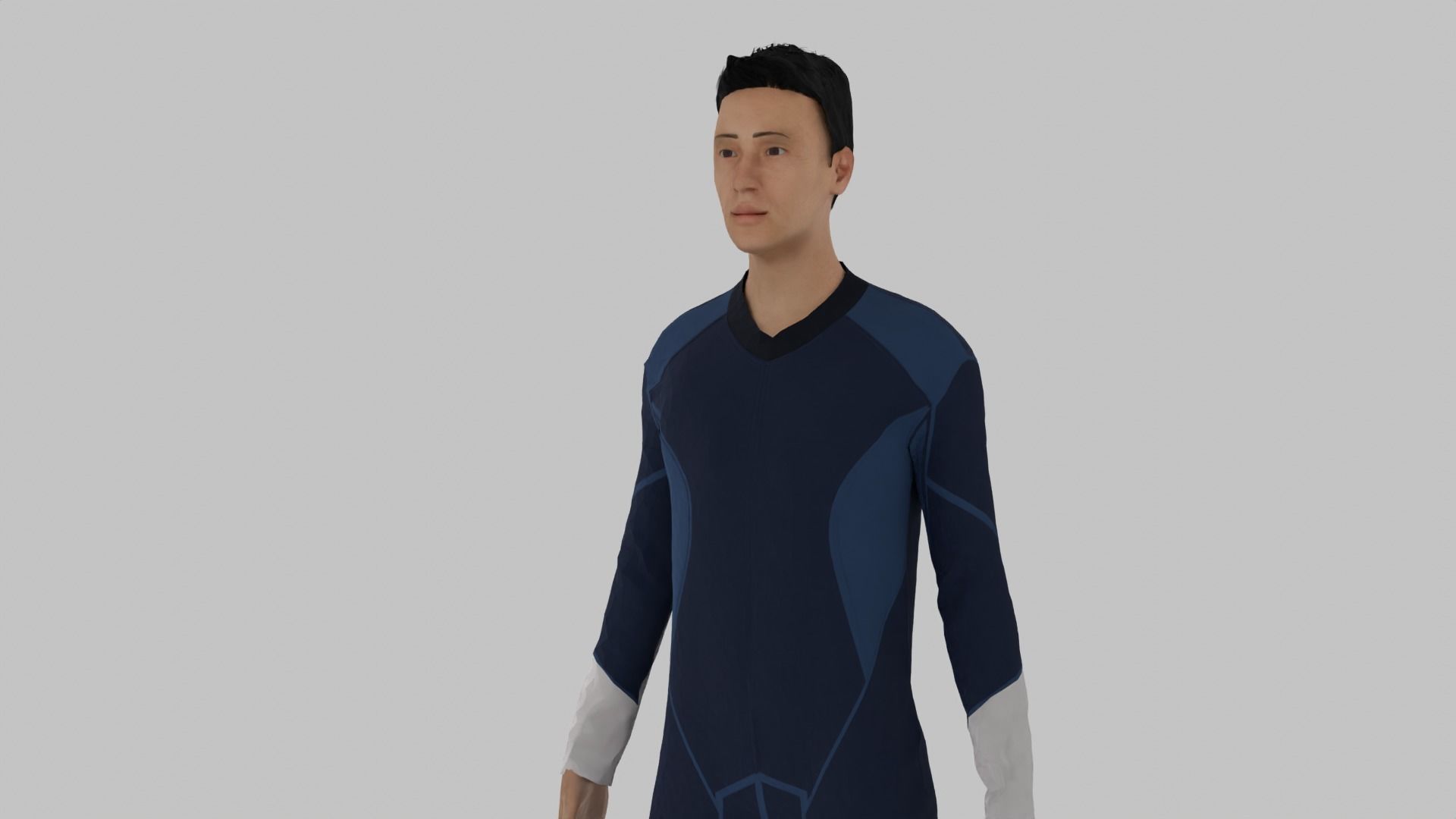 Surfer man in wetsuit on surfboard Low-poly 3D model_2