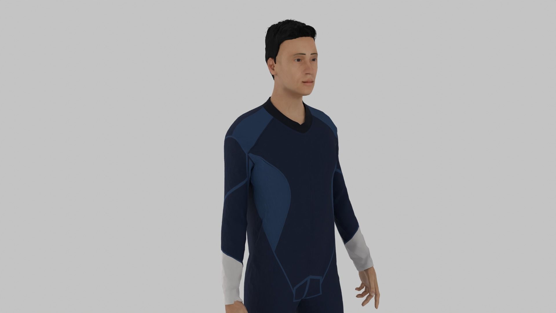 Surfer man in wetsuit on surfboard Low-poly 3D model_6