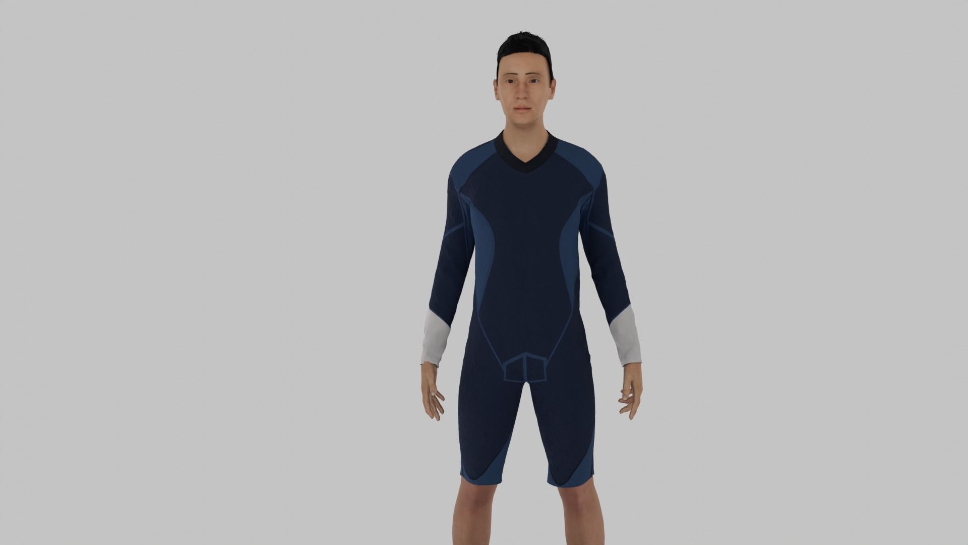Surfer man in wetsuit on surfboard Low-poly 3D model_3