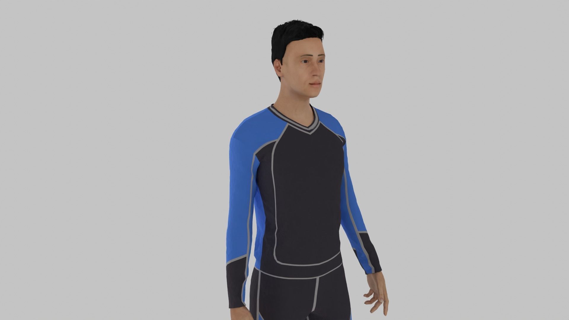 Surfer man in wetsuit Low-poly 3D model_6