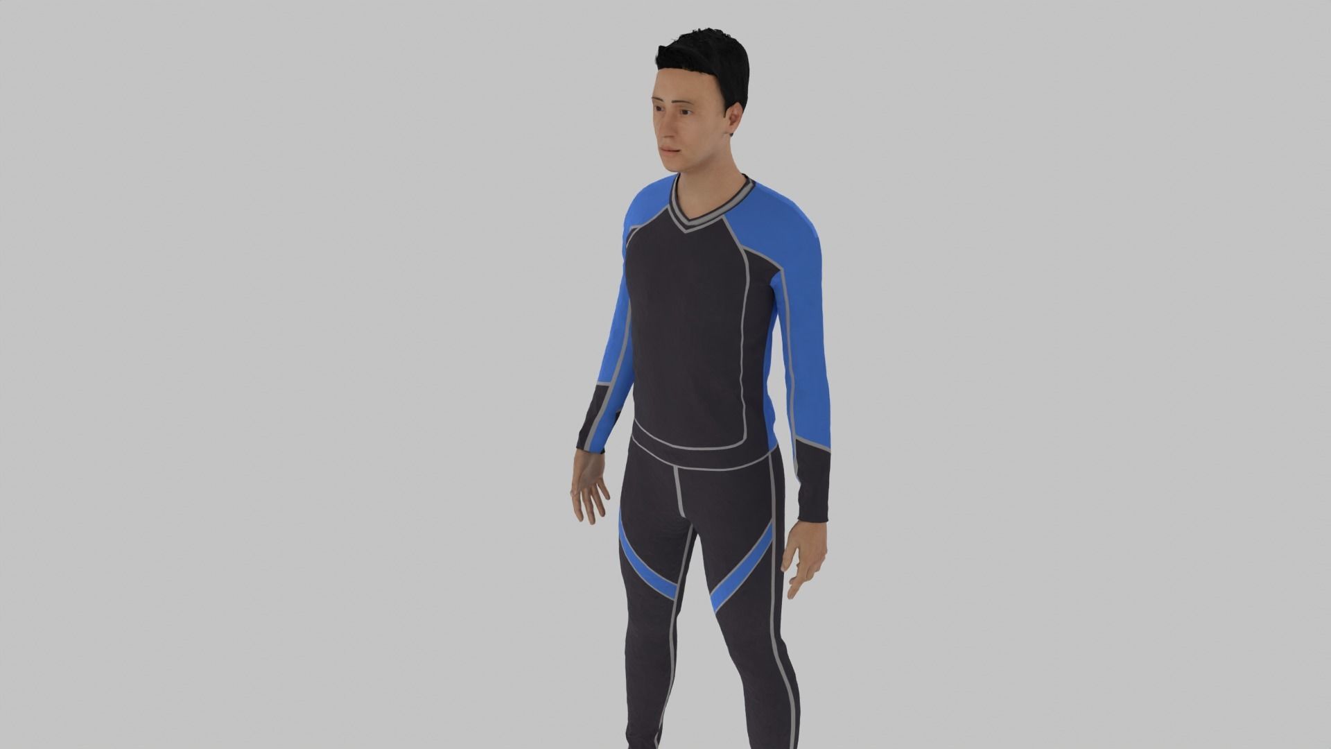 Surfer man in wetsuit Low-poly 3D model_4
