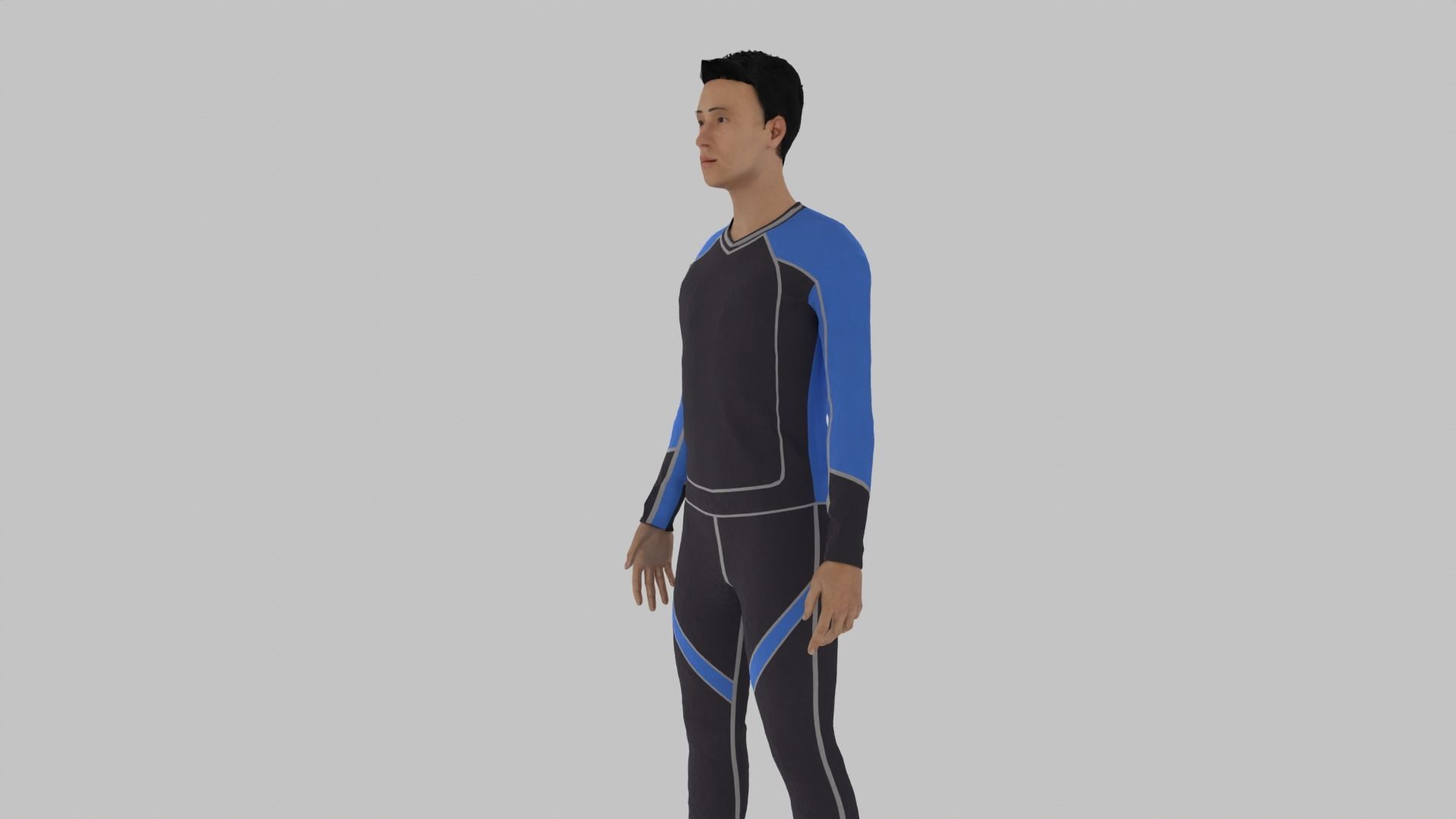 Surfer man in wetsuit Low-poly 3D model_7