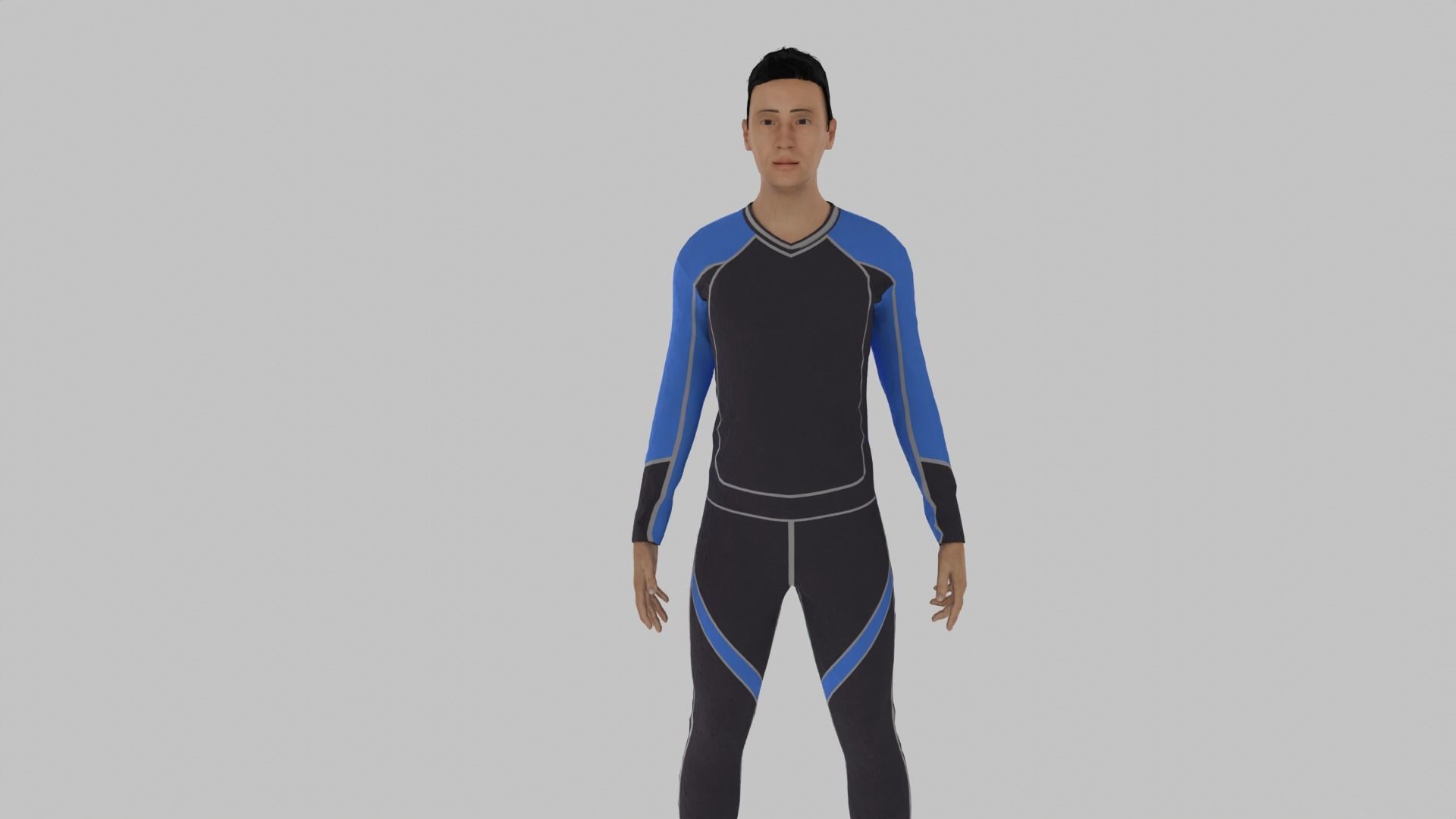 Surfer man in wetsuit Low-poly 3D model_3