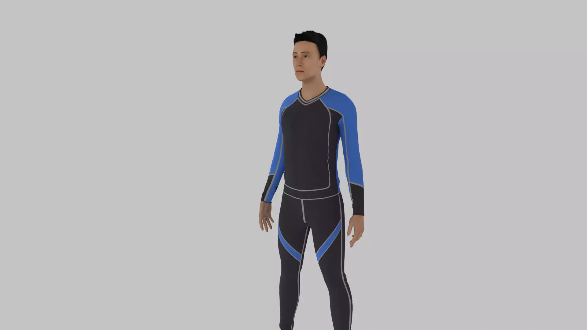 Surfer man in wetsuit Low-poly 3D model_0