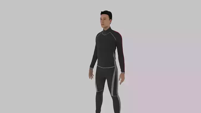 Surfer man in wetsuit Low-poly 3D model