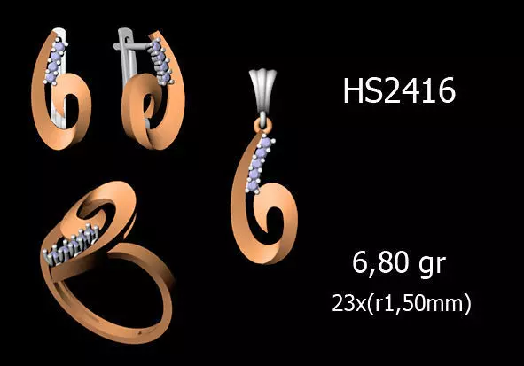 Women Rings Earrings Pendants STL OBJ FBX Details 3D print model_0