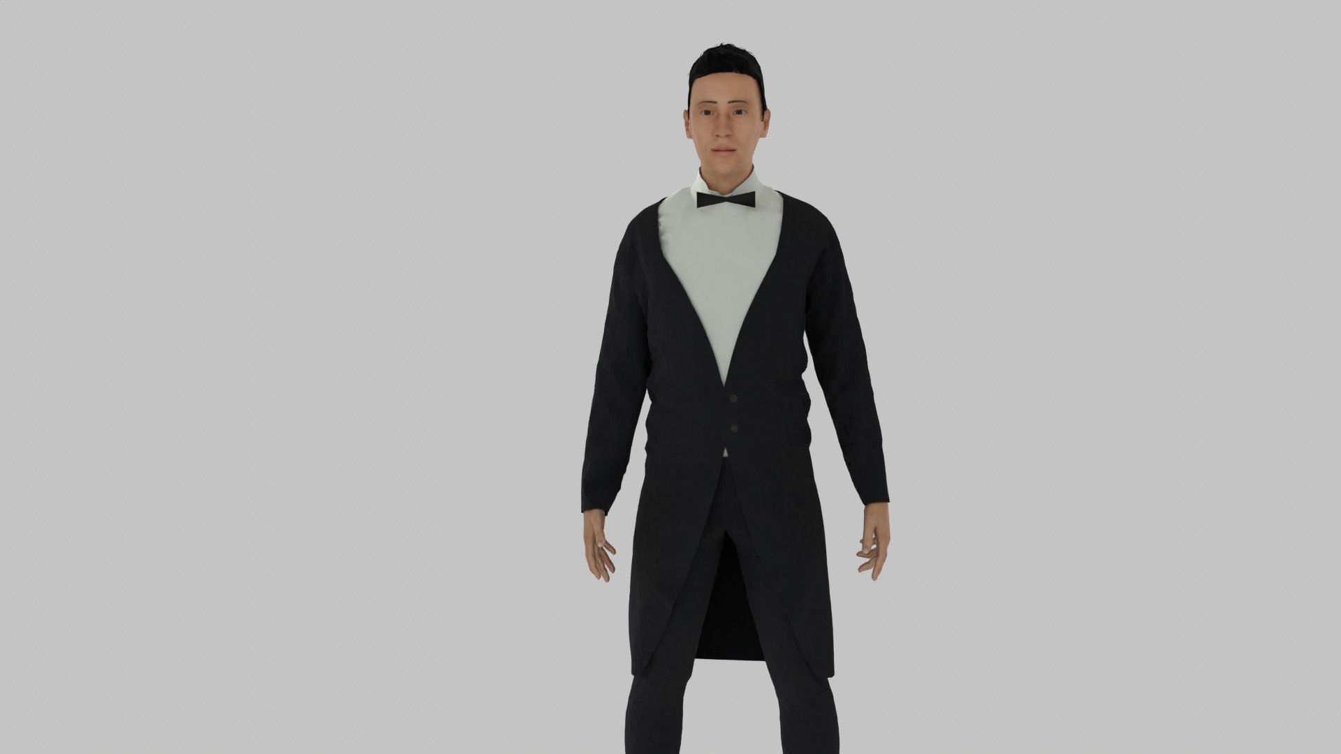 Butler man in tuxedo Low-poly 3D model_3