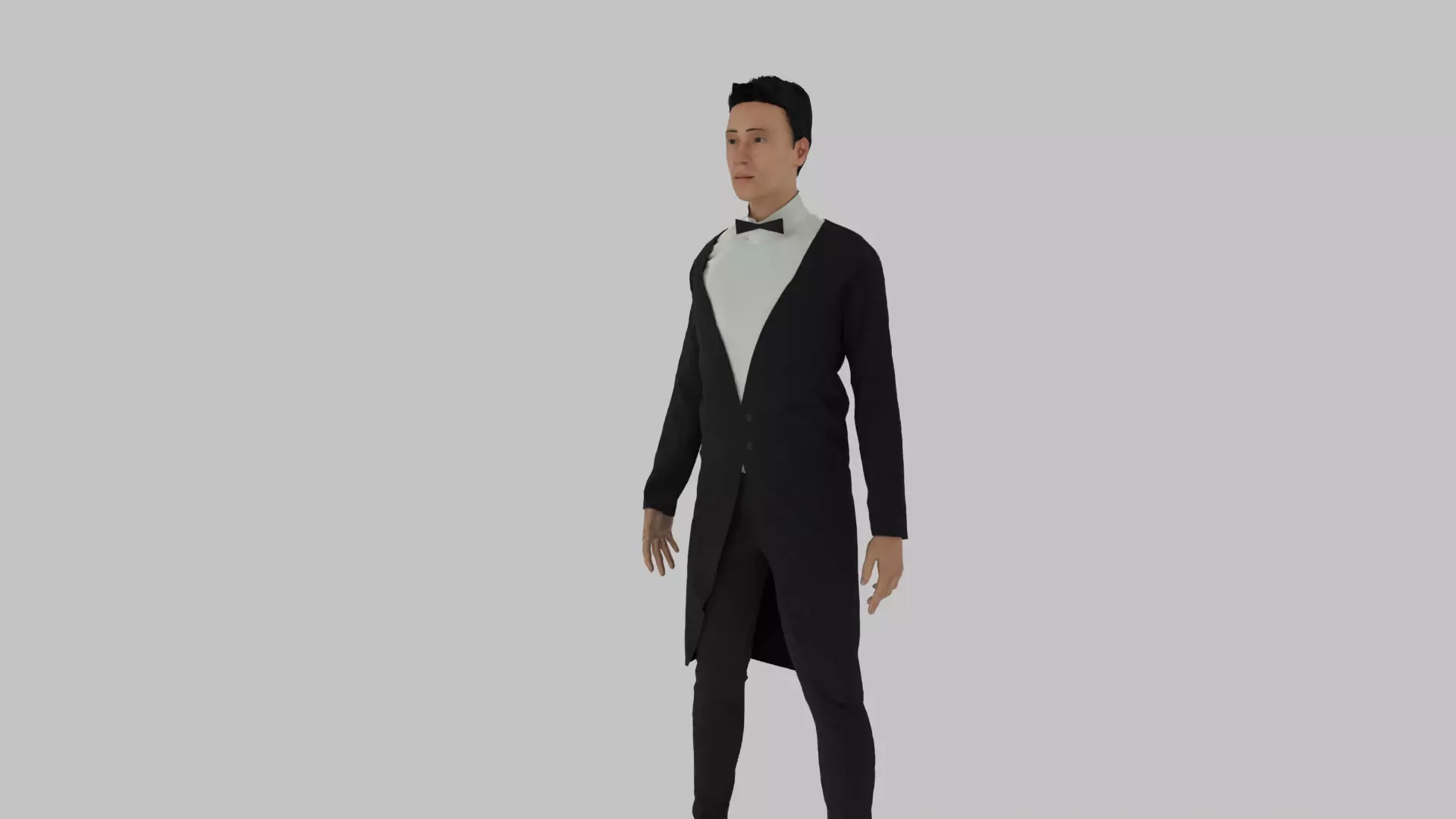 Butler man in tuxedo Low-poly 3D model_0