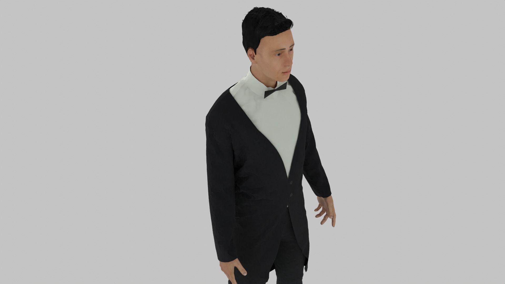 Butler man in tuxedo Low-poly 3D model_5