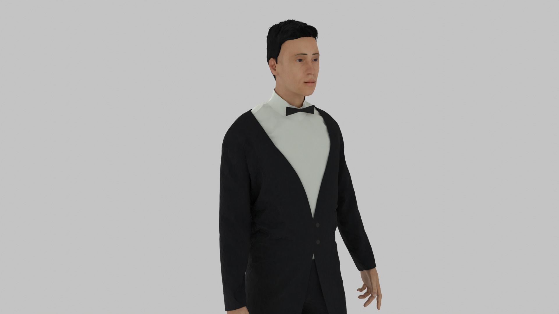 Butler man in tuxedo Low-poly 3D model_6