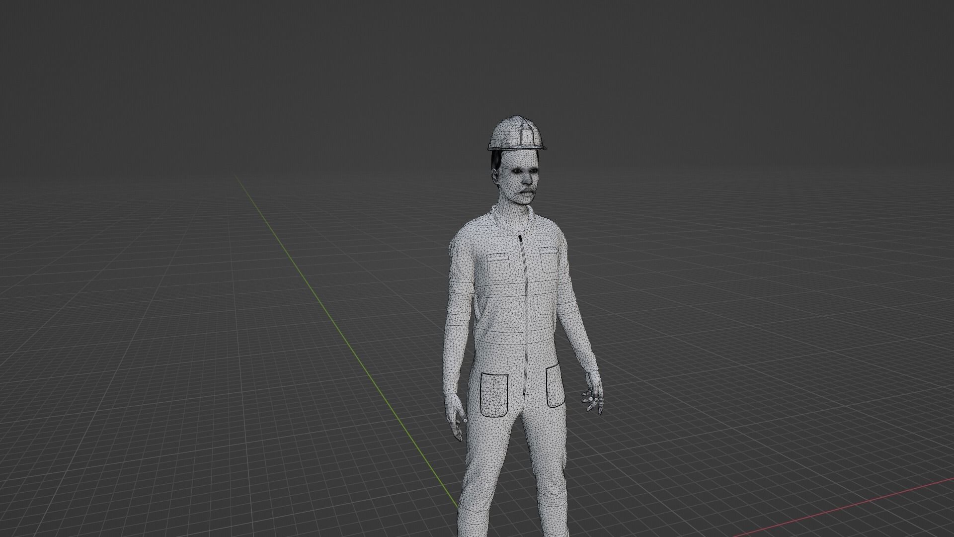 Worker construction in orange safety gear Low-poly 3D model_8