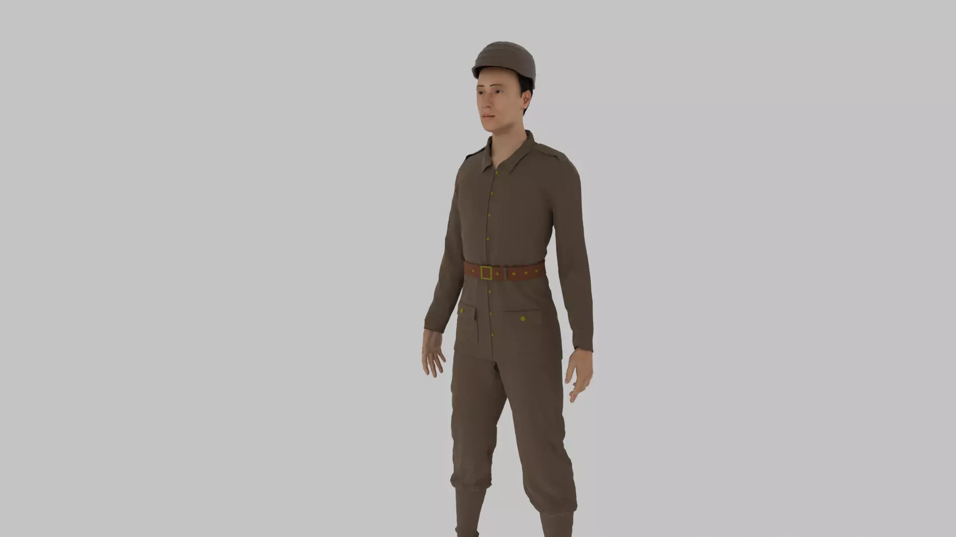 WWII Soldier Low-poly 3D model_0
