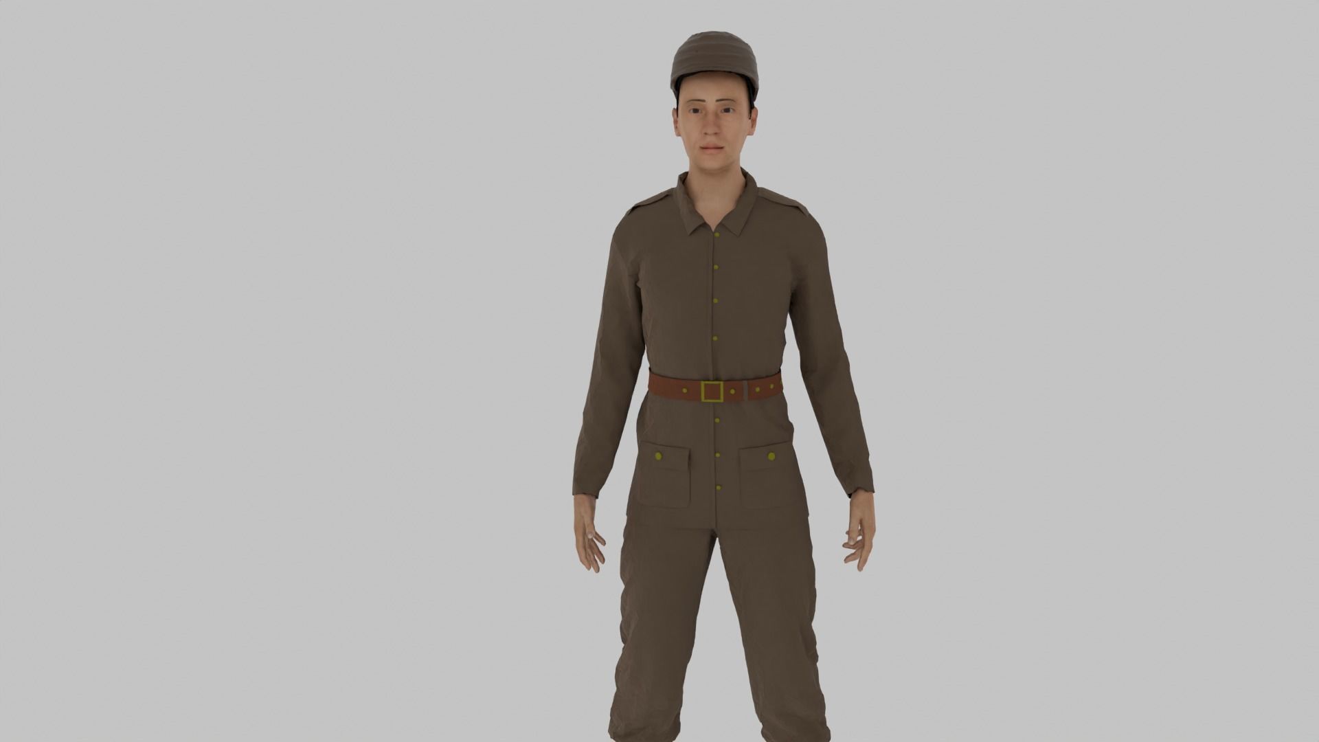 WWII Soldier Low-poly 3D model_3