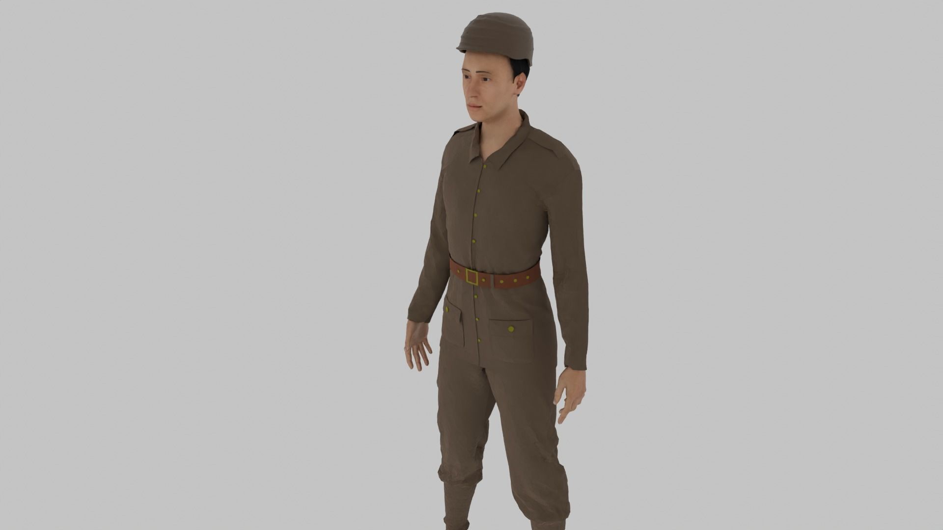 WWII Soldier Low-poly 3D model_4