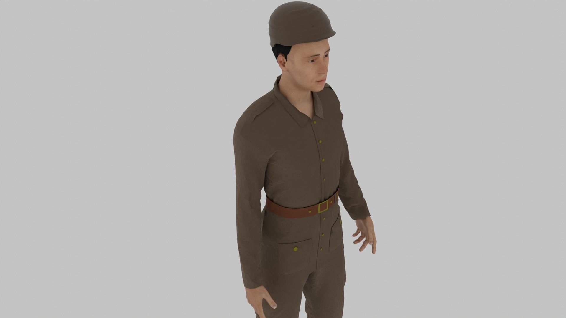 WWII Soldier Low-poly 3D model_5
