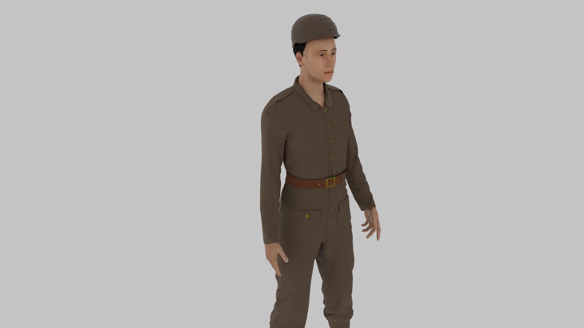 WWII Soldier Low-poly 3D model_1