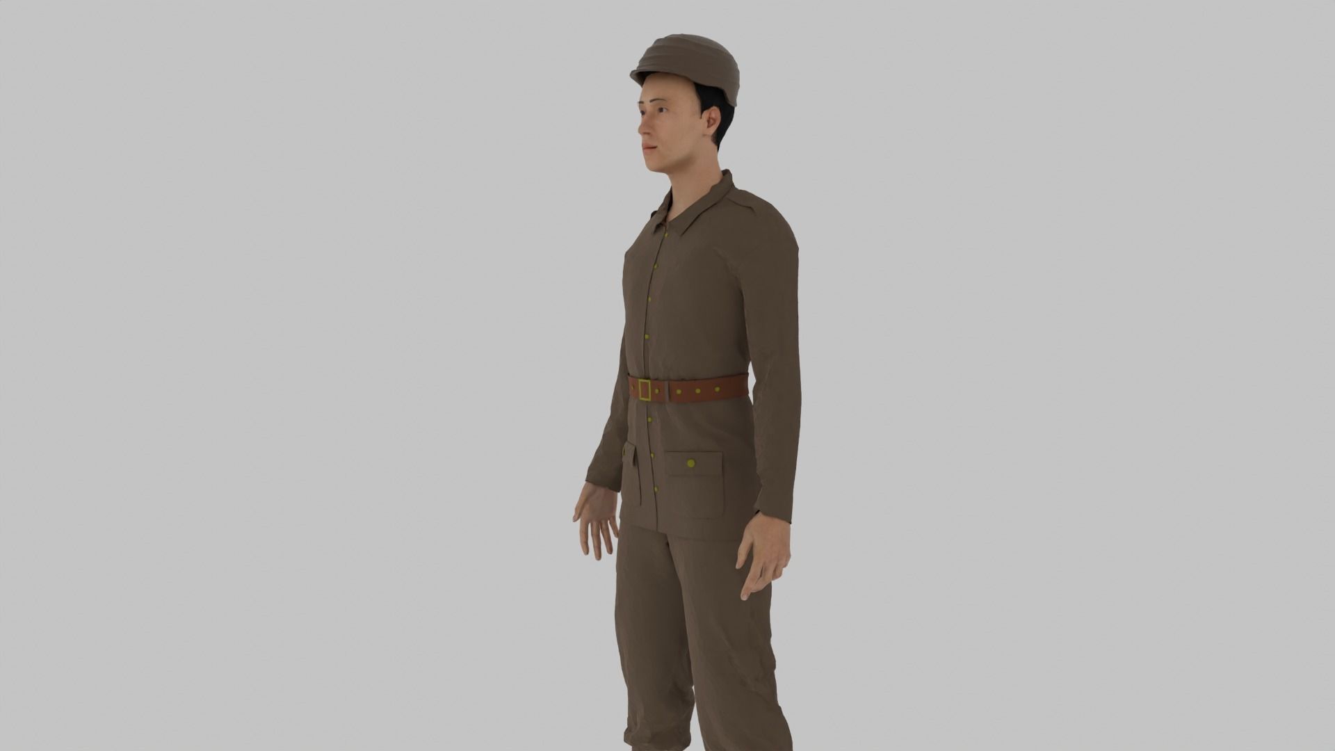 WWII Soldier Low-poly 3D model_7