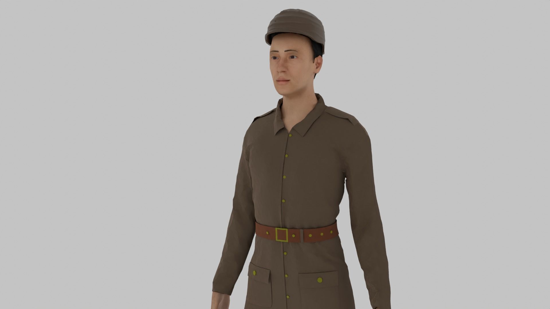 WWII Soldier Low-poly 3D model_2