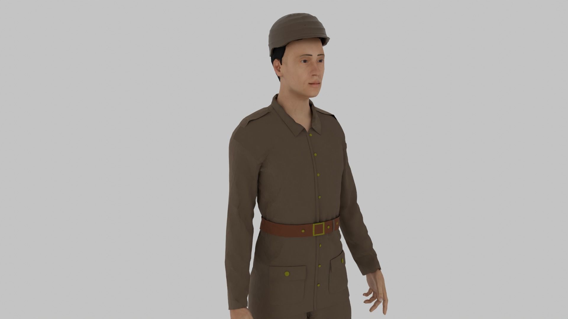 WWII Soldier Low-poly 3D model_6