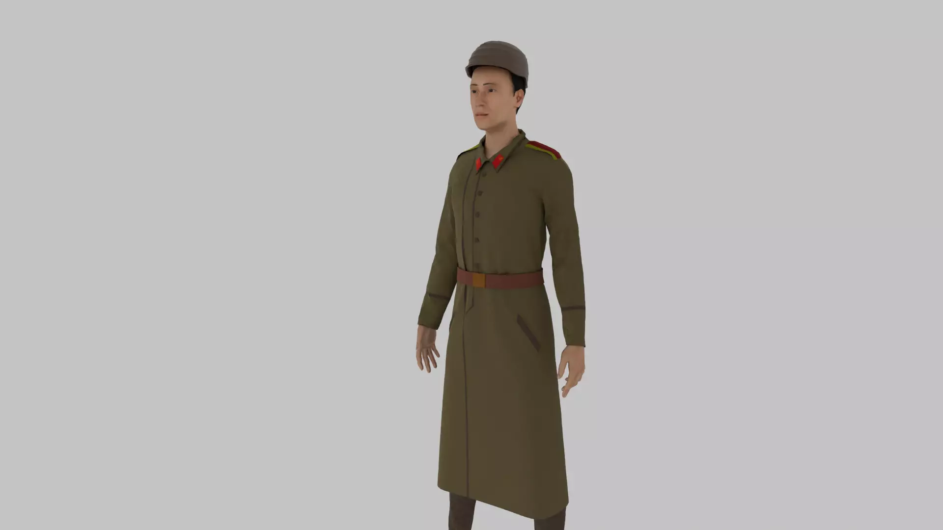 WWII Soviet Union Soldier Low-poly 3D model