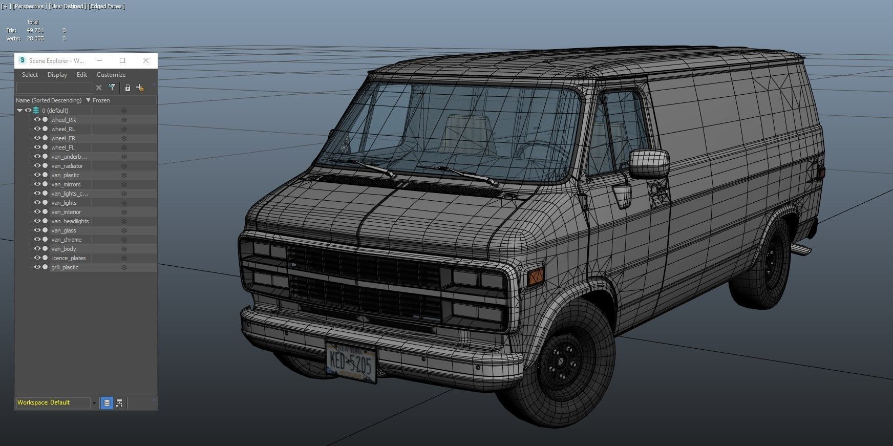 Comercial Van Low-poly 3D model_35